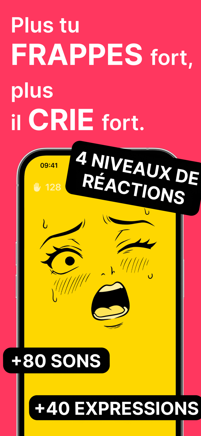 Plus tu frappes fort, plus c’est bruyant : visage jaune qui hurle, plus de 80 sons et 40 expressions